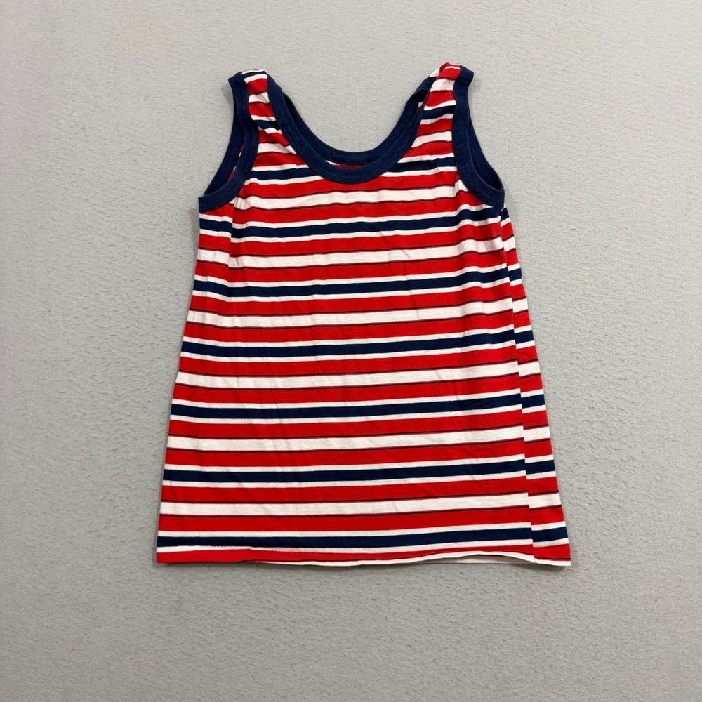 VTG 70s Sears Roebuck Women's S Striped Tank Top Red White Navy Nautical Ringer